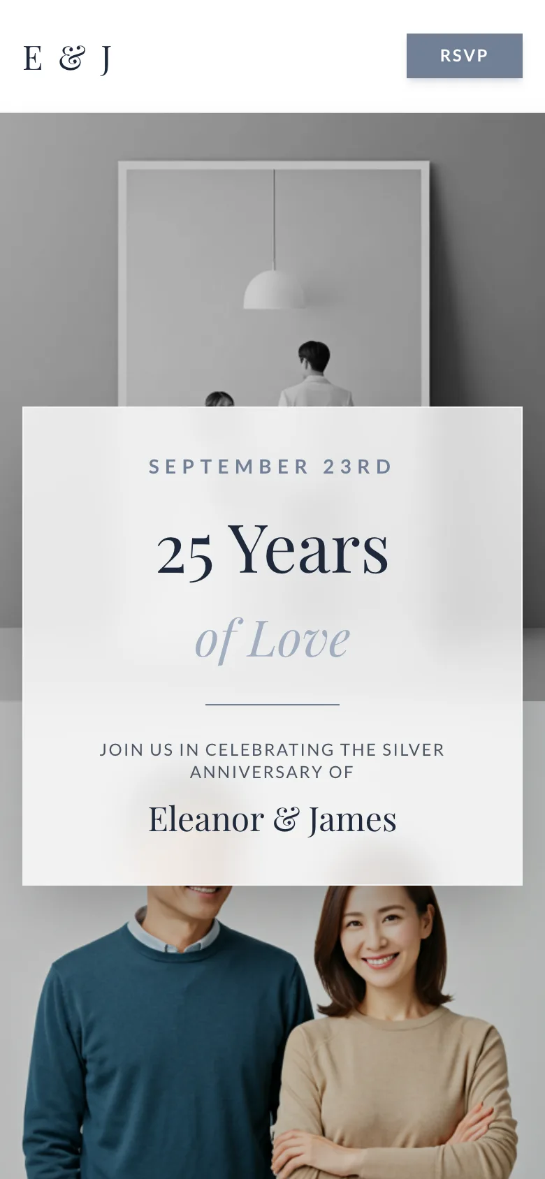 Trang thiệp mời kỷ niệm 25 năm ngày cưới (Silver Jubilee)